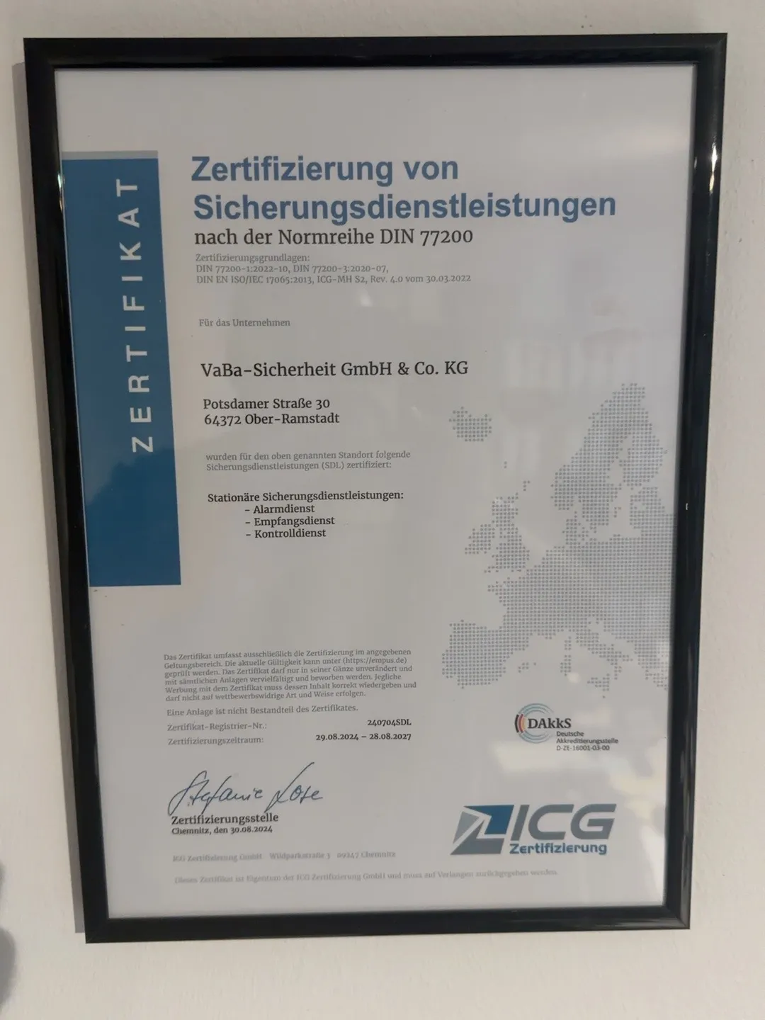 DIN 77200 Zertifikat