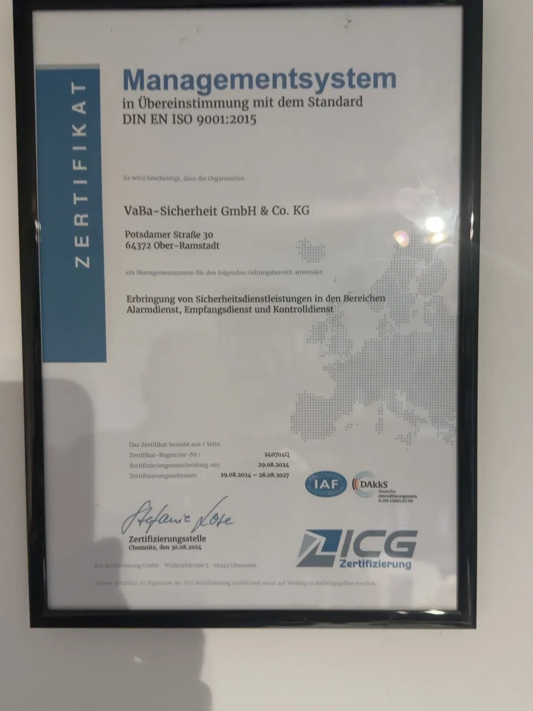 ISO 9001 Zertifikat